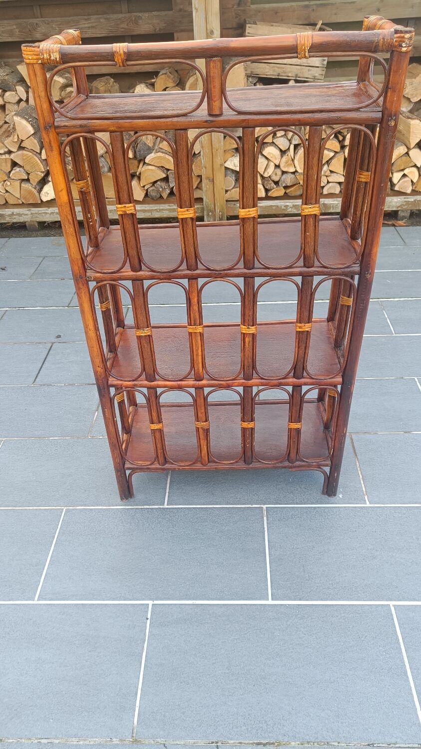 Four-tier rattan shelf