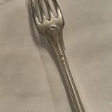 Set: 6 forks and 6 spoons. Silver metal . 2 models