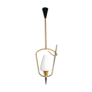 Superbe suspension année 60, laiton et opaline
