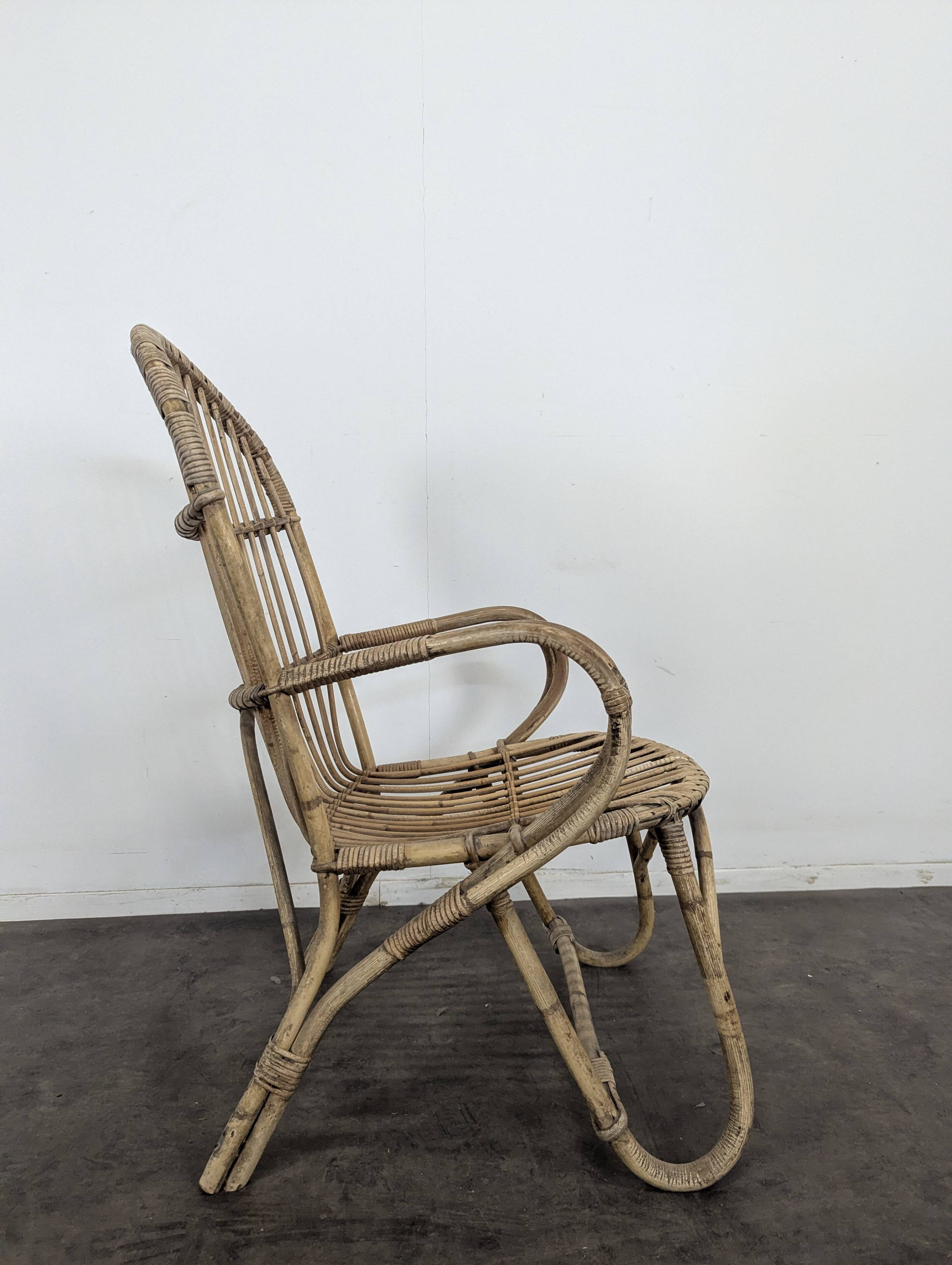 Bamboo and rattan armchair