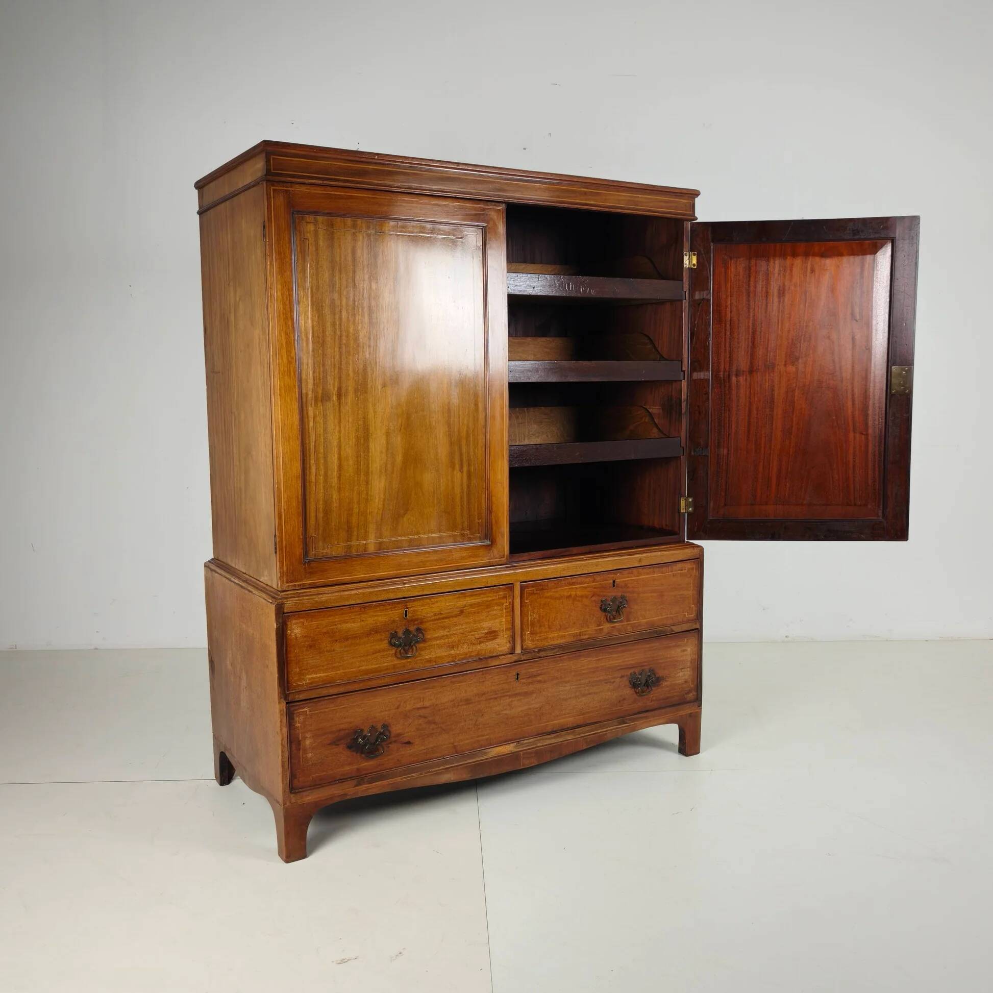 Early 19th Century English Mahogany Linen Press Cabinet, c.1820–1840