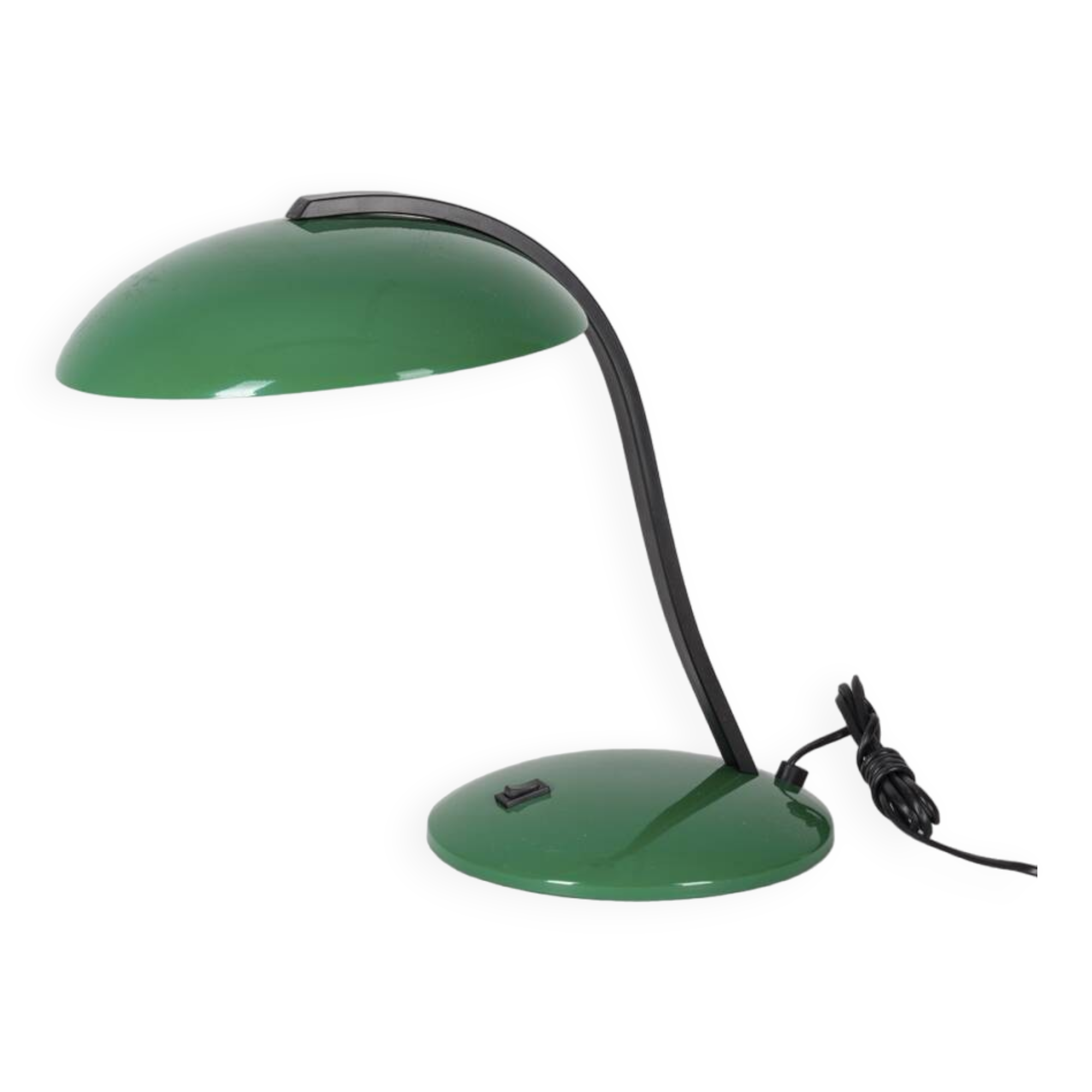 Vintage 80's table lamp in green metal veneta lumi design