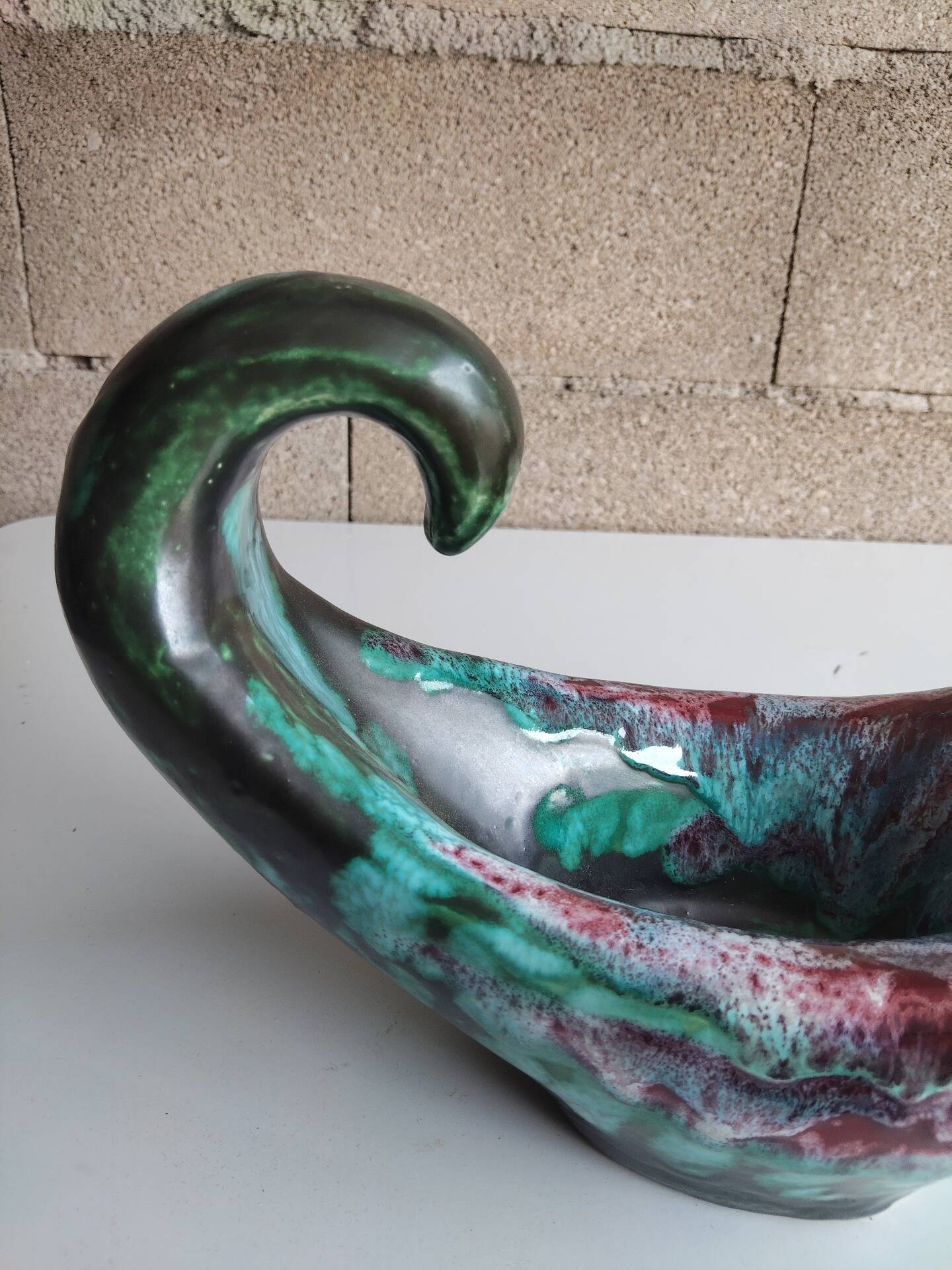 Large sculptural bowl Longwy Tourmalines, France, 1960s