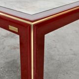 Vintage italian lacquered coffee table with mirror top & brass details from mario sabot
