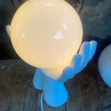 vintage ceramic and opaline hand lamp