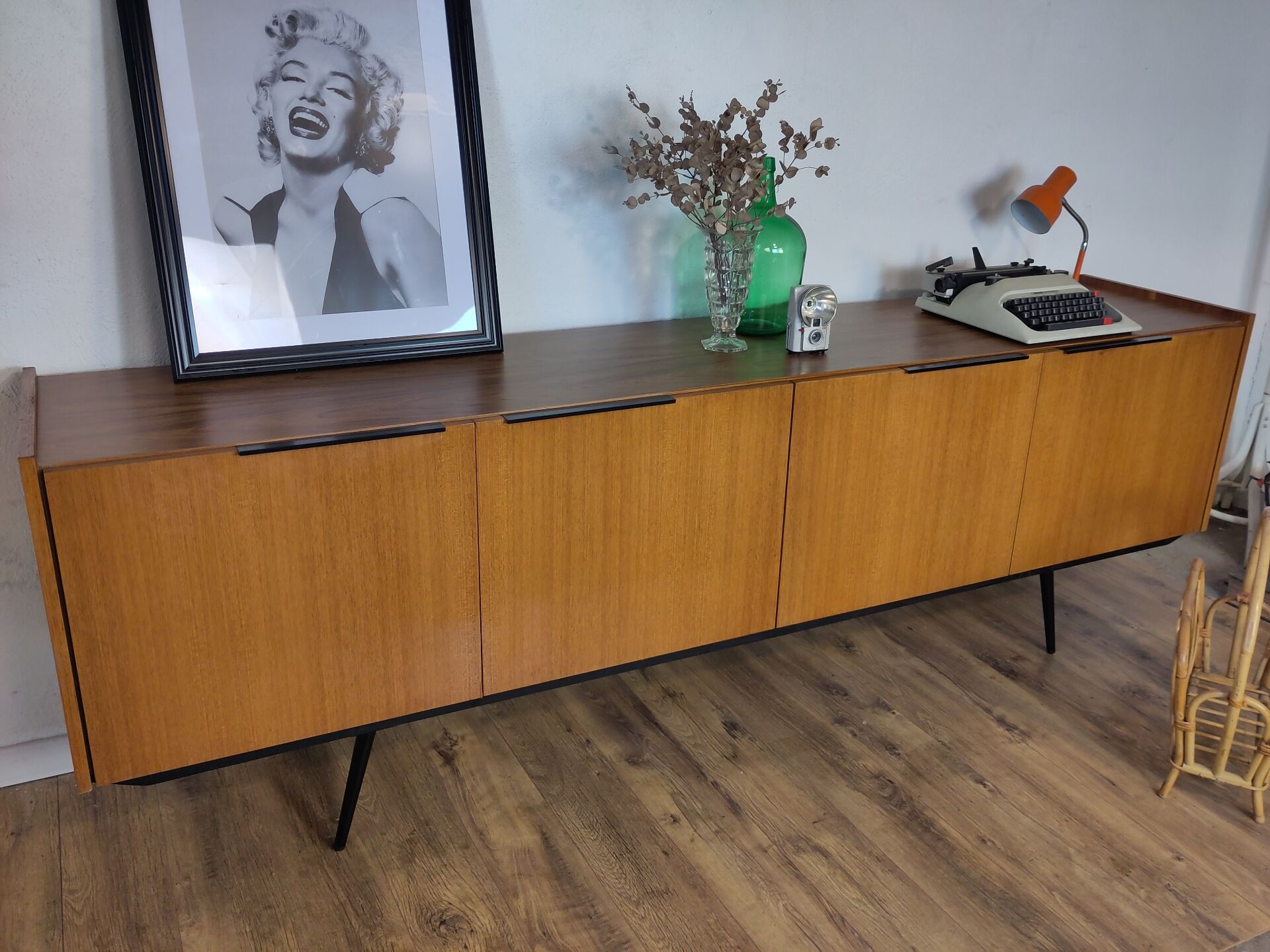 Scandinavian teak and metal sideboard