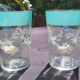 2 bohemian fine green enameled glasses