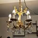 Five-light chandelier in chiseled bronze and crystal