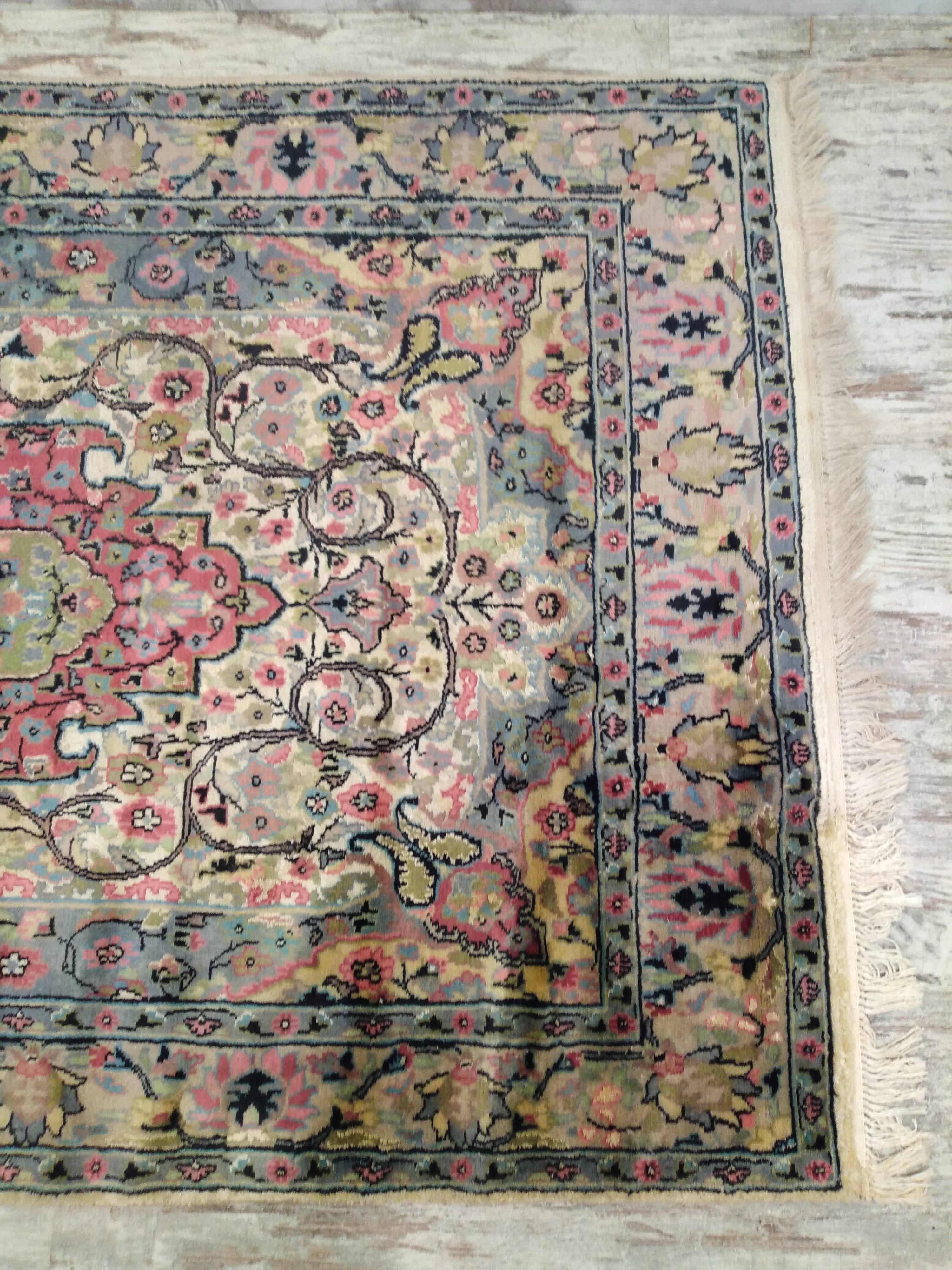 Persian wool and silk rug