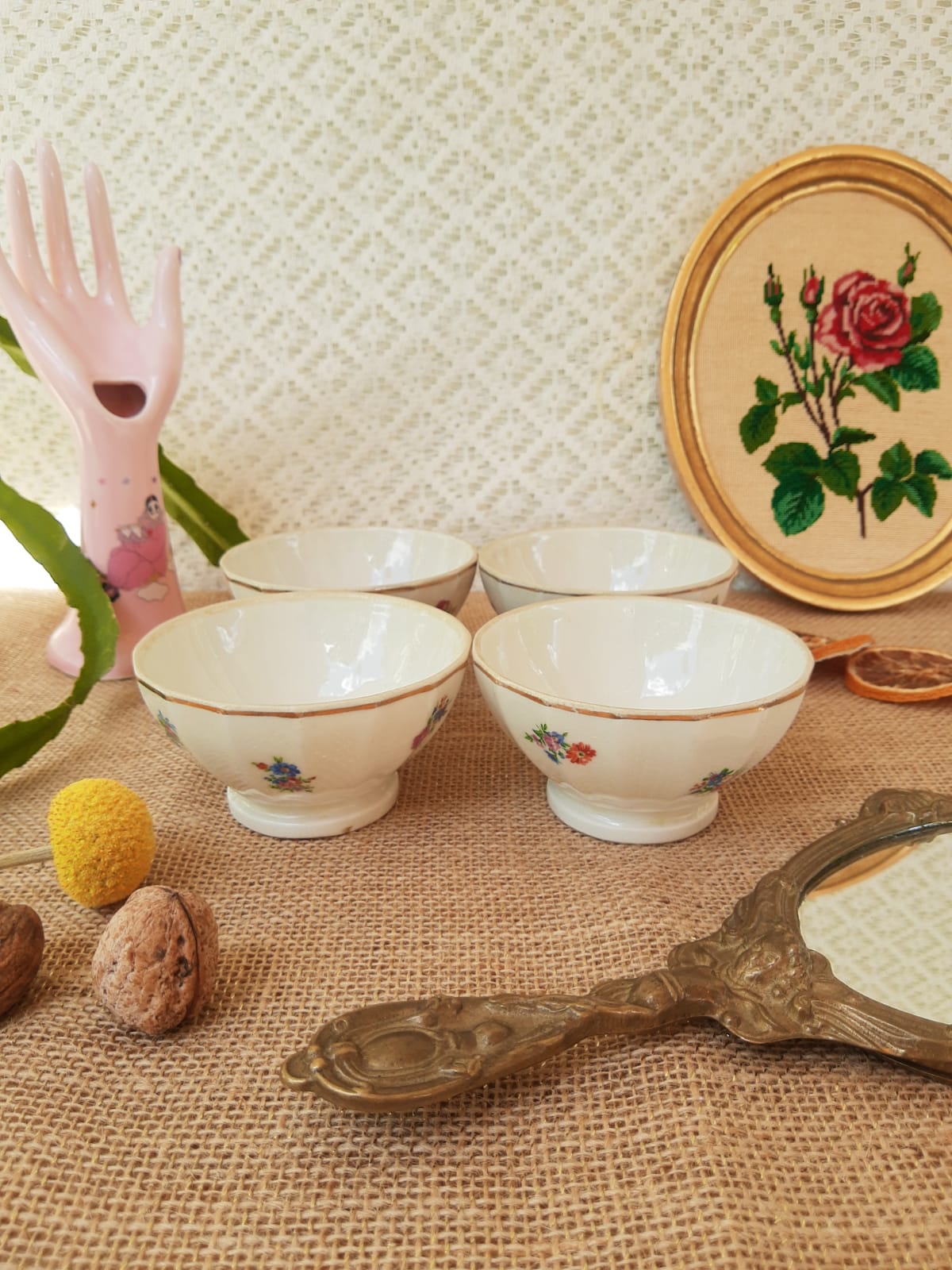 Set of 4 porcelain bowls of old limoges