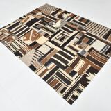 5x7 Brown & Cream Handmade Vintage Kilim Rug, 149x200Cm