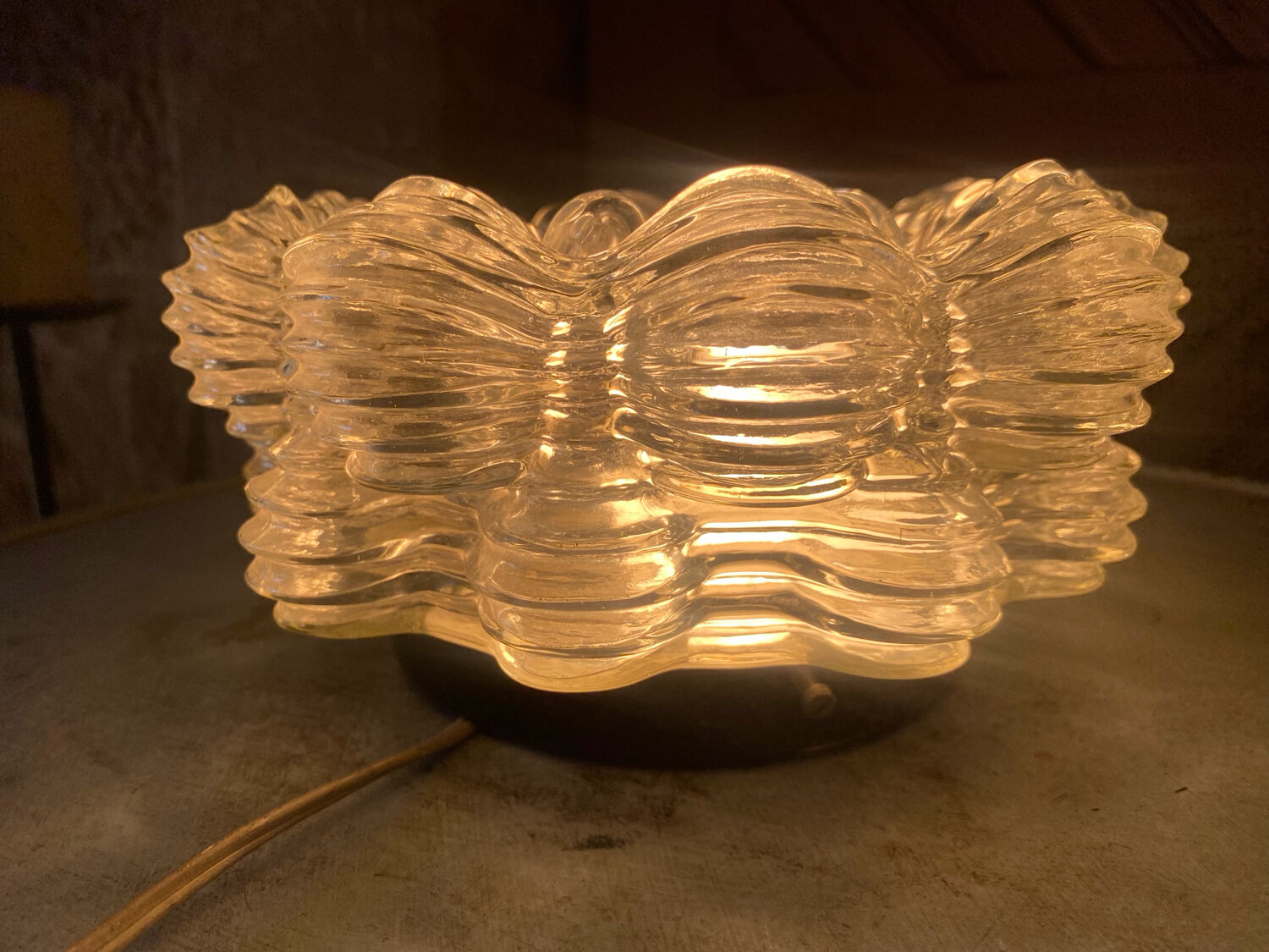 Ceiling light fixture in glass by Helena Tynell circa 1960.