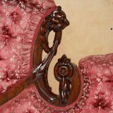 Canapé bibliothécaire victorien en acajou sculpté avec lions