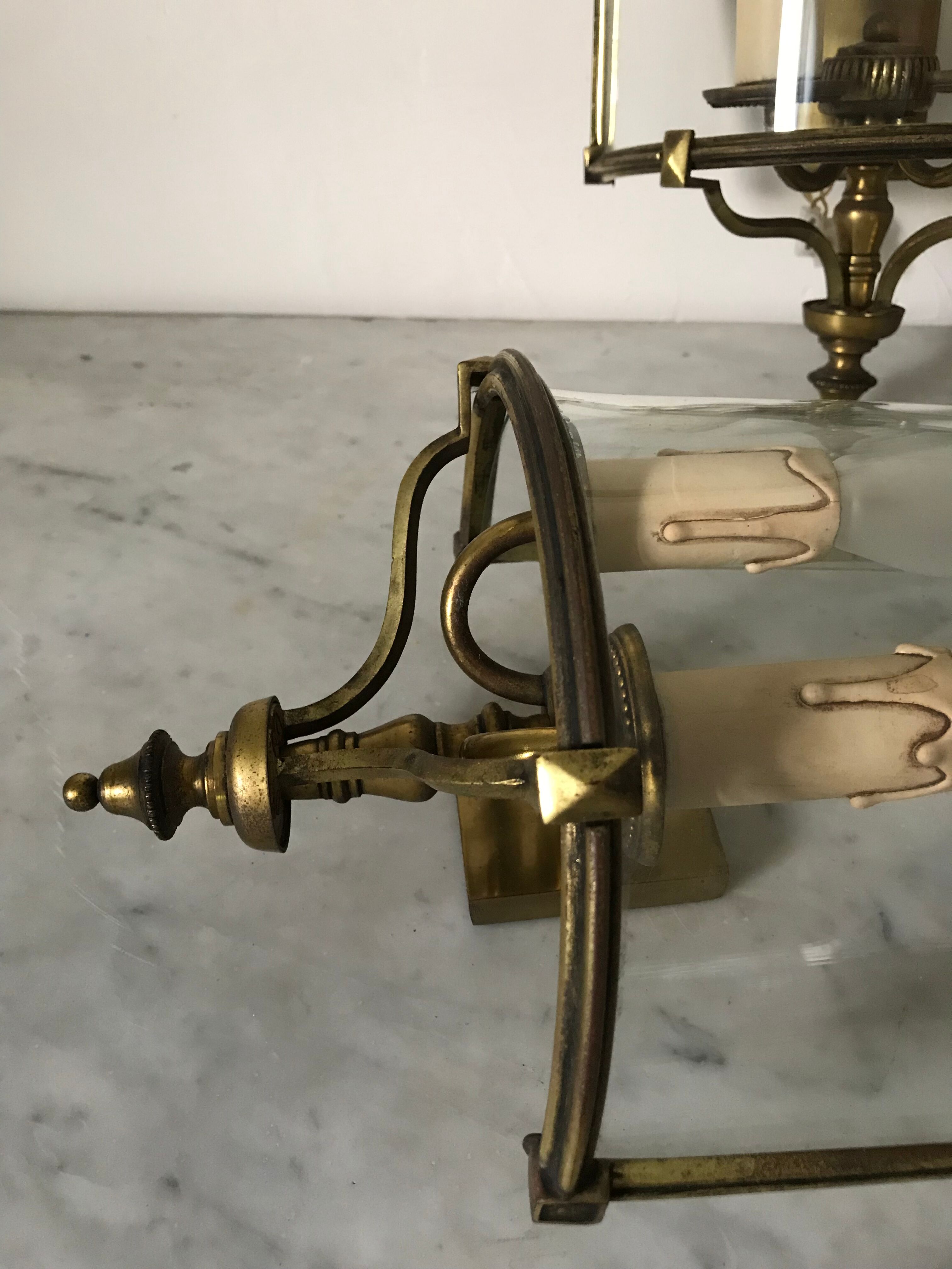 Pair of brass wall lights
