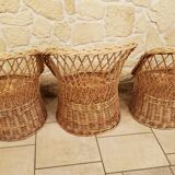 Salon enfant en rotin vintage
