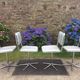 Vintage swivel chairs with chrome tubular base and silver skaï brand unic desing.