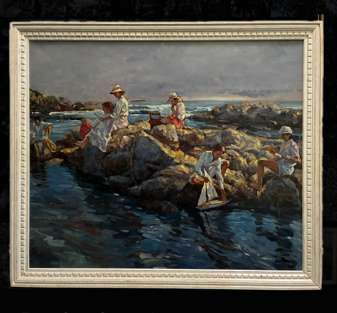 20th century seaside scene painting