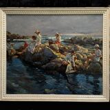 20th century seaside scene painting