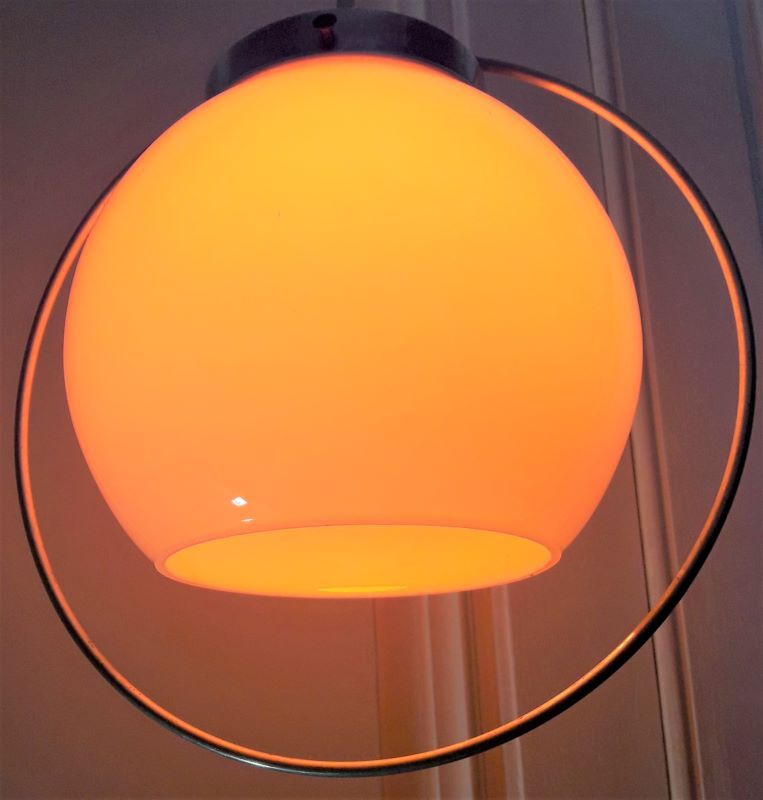 White opaline art deco hanging