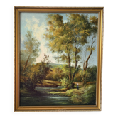 Stroll by the river, oil on canvas