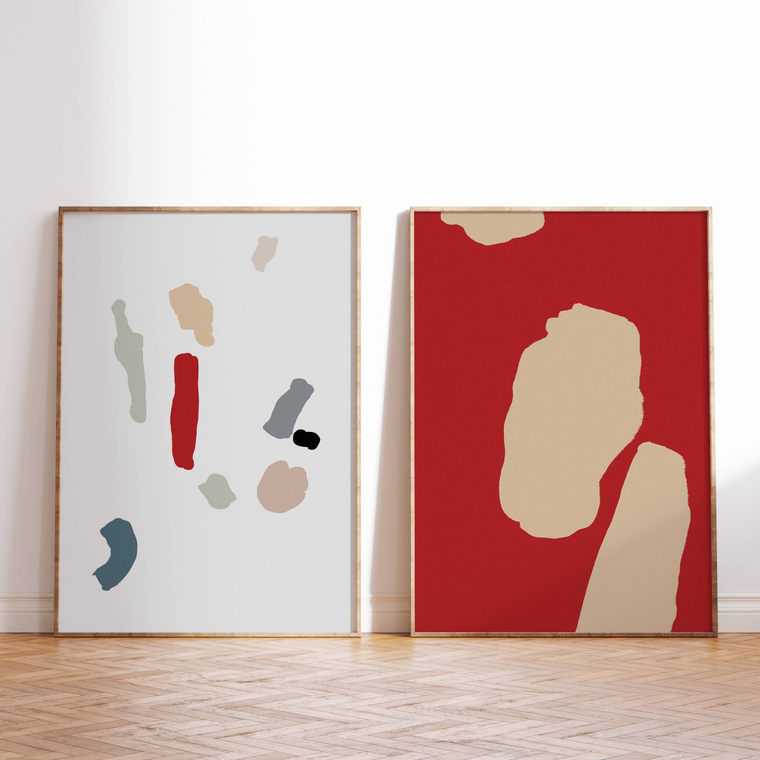 Pair of giclee prints, abstract wall art set of two, A3