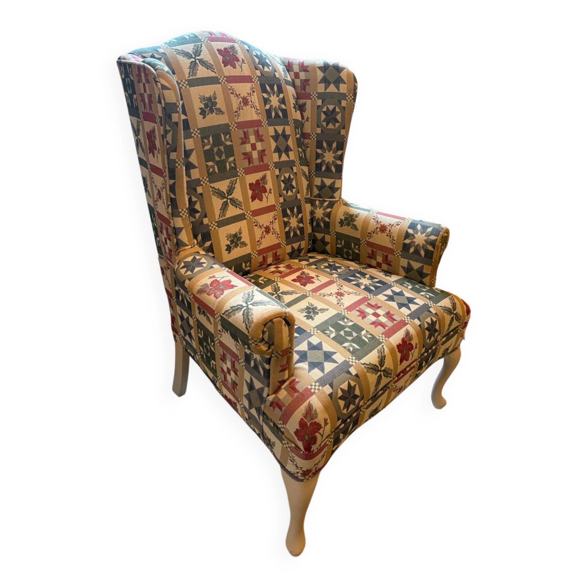 Patchwork wingback chair