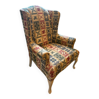 Patchwork wingback chair