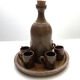 Liqueur or sake service in artisanal glazed stoneware made in France