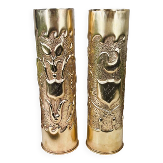 Pair of shell casings engraved 1918