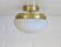 Vintage White Glass Semi Flush Mount Light - Mid Century Modern Redesign