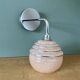 Vintage golden globe elbow wall light in pink and silver Clichy glass