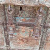 Old blue wooden chest