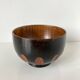 Japanese Showa bowl made of stained brown paulownia wood and carved.