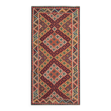 Handmade Vintage Kilim Runner Rug, Geometric Tribal Design 300 × 147 cm