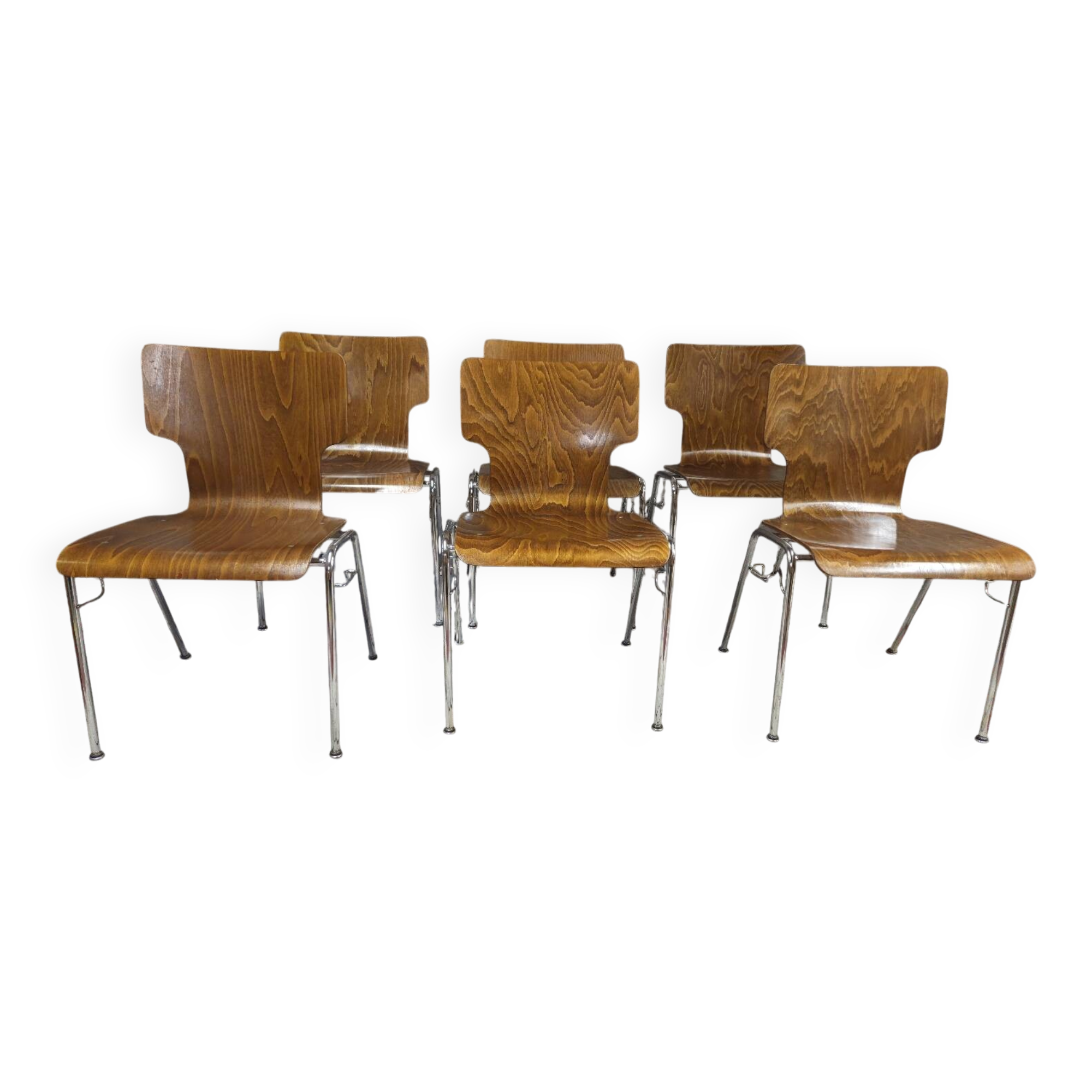 6 vintage Scandinavian chairs from the 1970s.