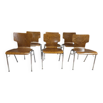 6 vintage Scandinavian chairs from the 1970s.