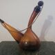 Vintage amber glass porron/vintage carafe/pitcher
