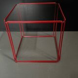 Metal wire and glass cube bedside tables