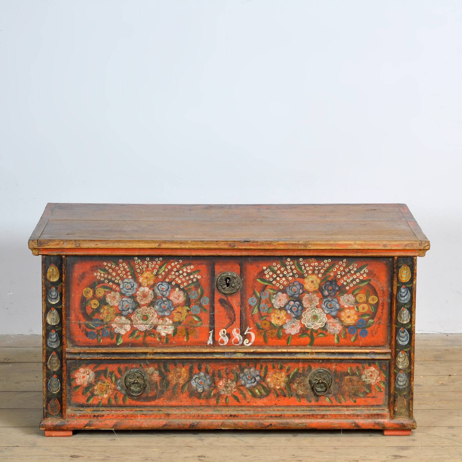 Folk art bridal chest, 1885