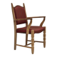 1970s, Danish armchair, striped red furniture wool, solid oak wood.