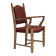 1970s, Danish armchair, striped red furniture wool, solid oak wood.