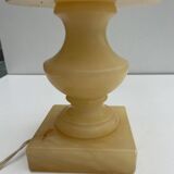 Vintage Alabaster Lamp with Floral Pattern Shade