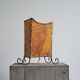 Mid-century table lamp in goat leather and wrought iron, 1950s