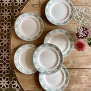 Set of 6 vintage plates in iron earth, Longwy model Au Chatelet LOT 2