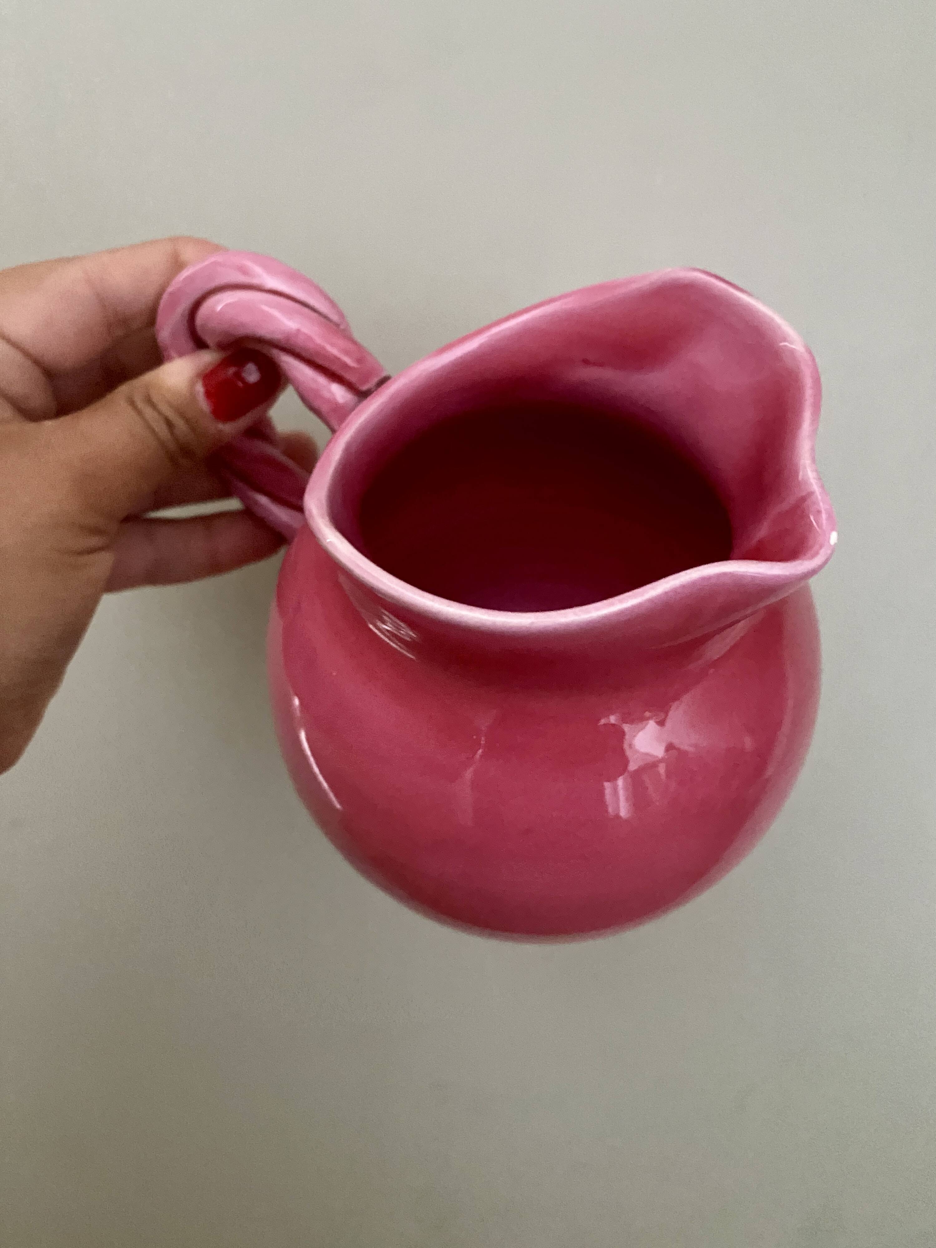 Vintage pink ceramic pitcher Vallauris