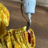 Paire d'appliques en velours jaune vintage années 70 modulables