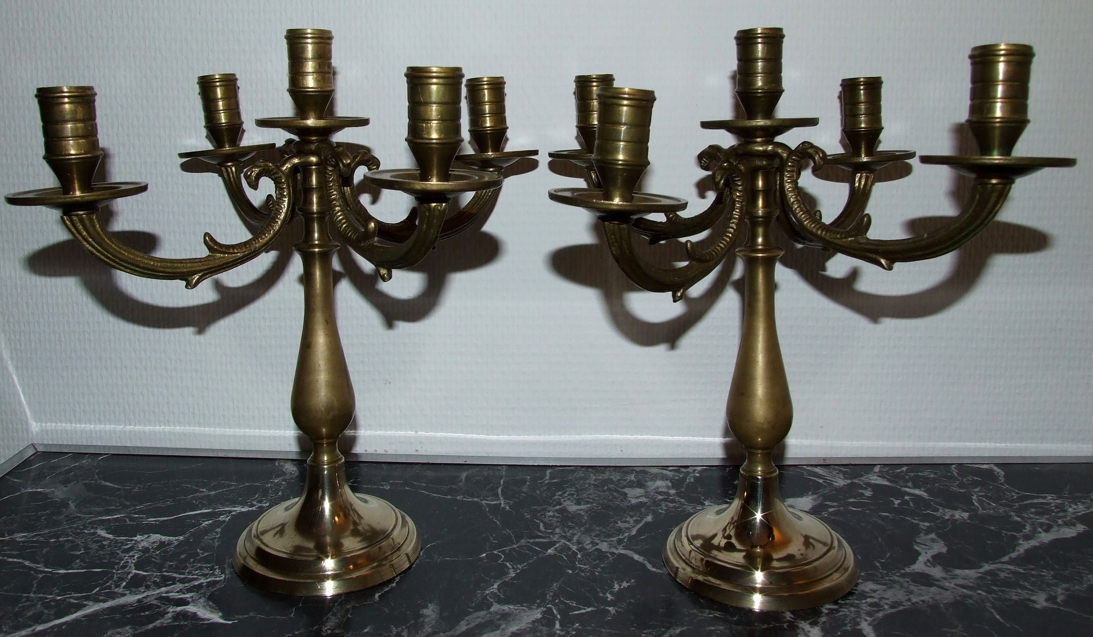 Pair of candlesticks 5 bronze lights