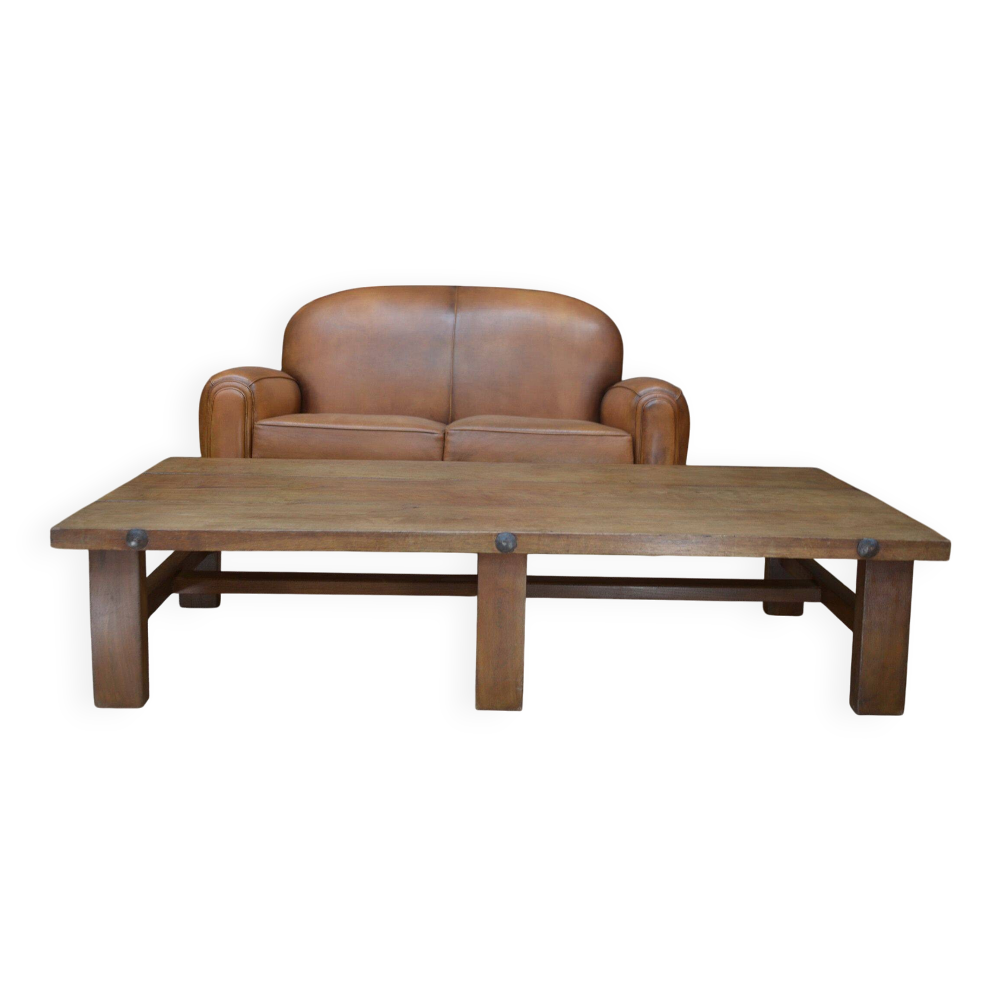6-legged solid oak coffee table 1950