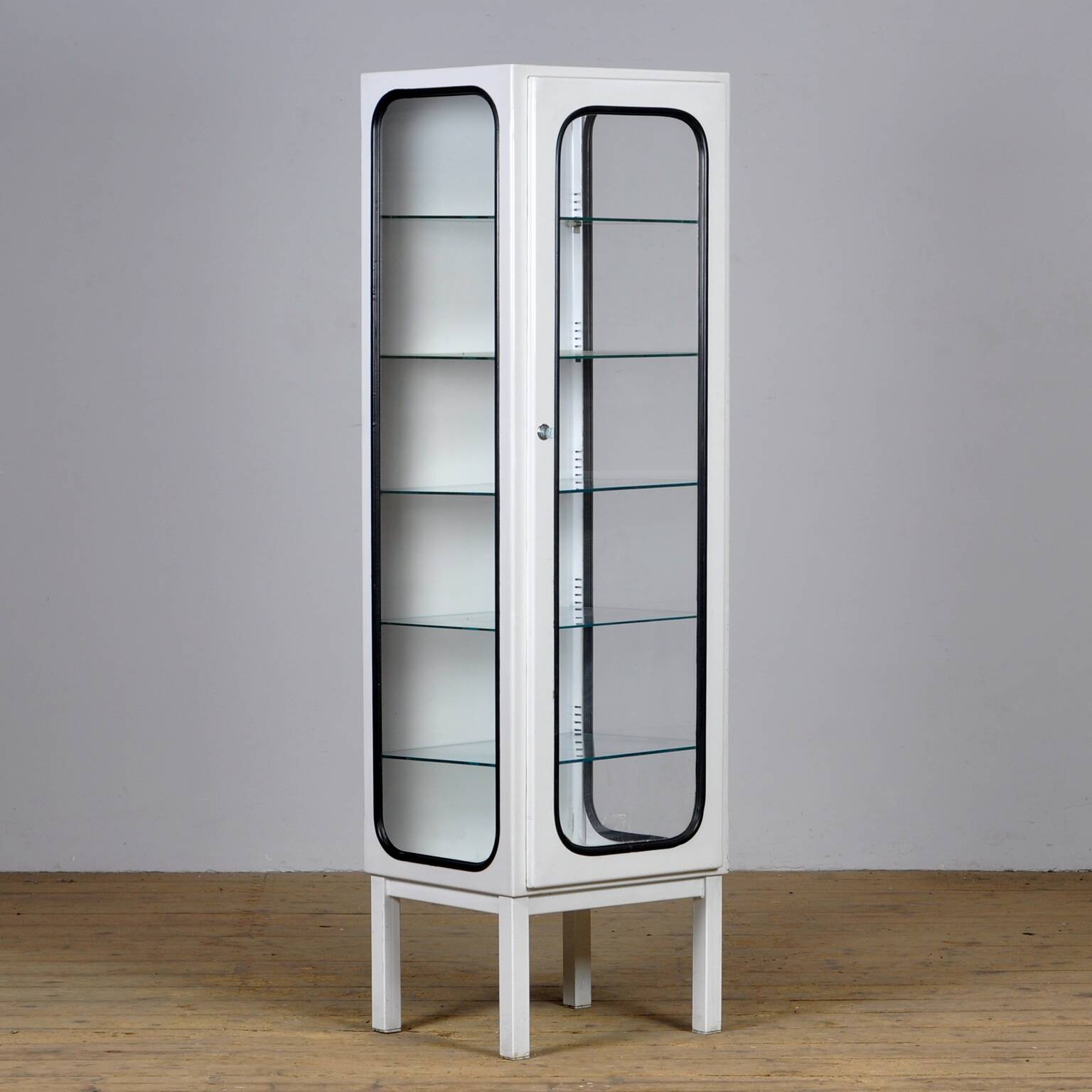 Vintage iron and glass medical cabinet, 1970s