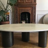 Marble and steel coffee table